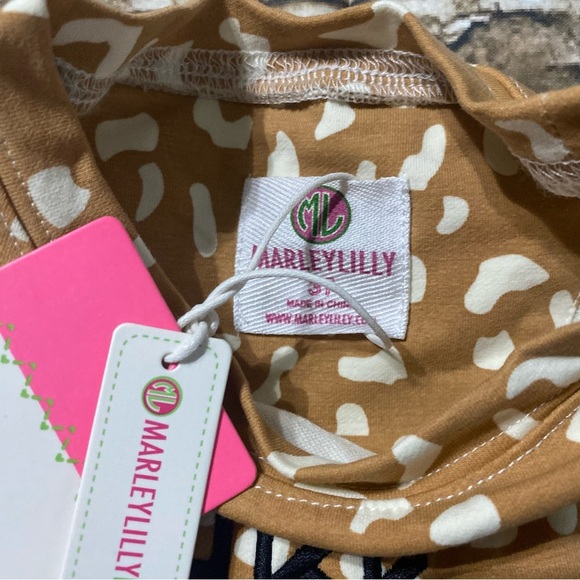 NWT Marleylilly Tan Leopard Print Long Sleeve Dress - Picture 4 of 5